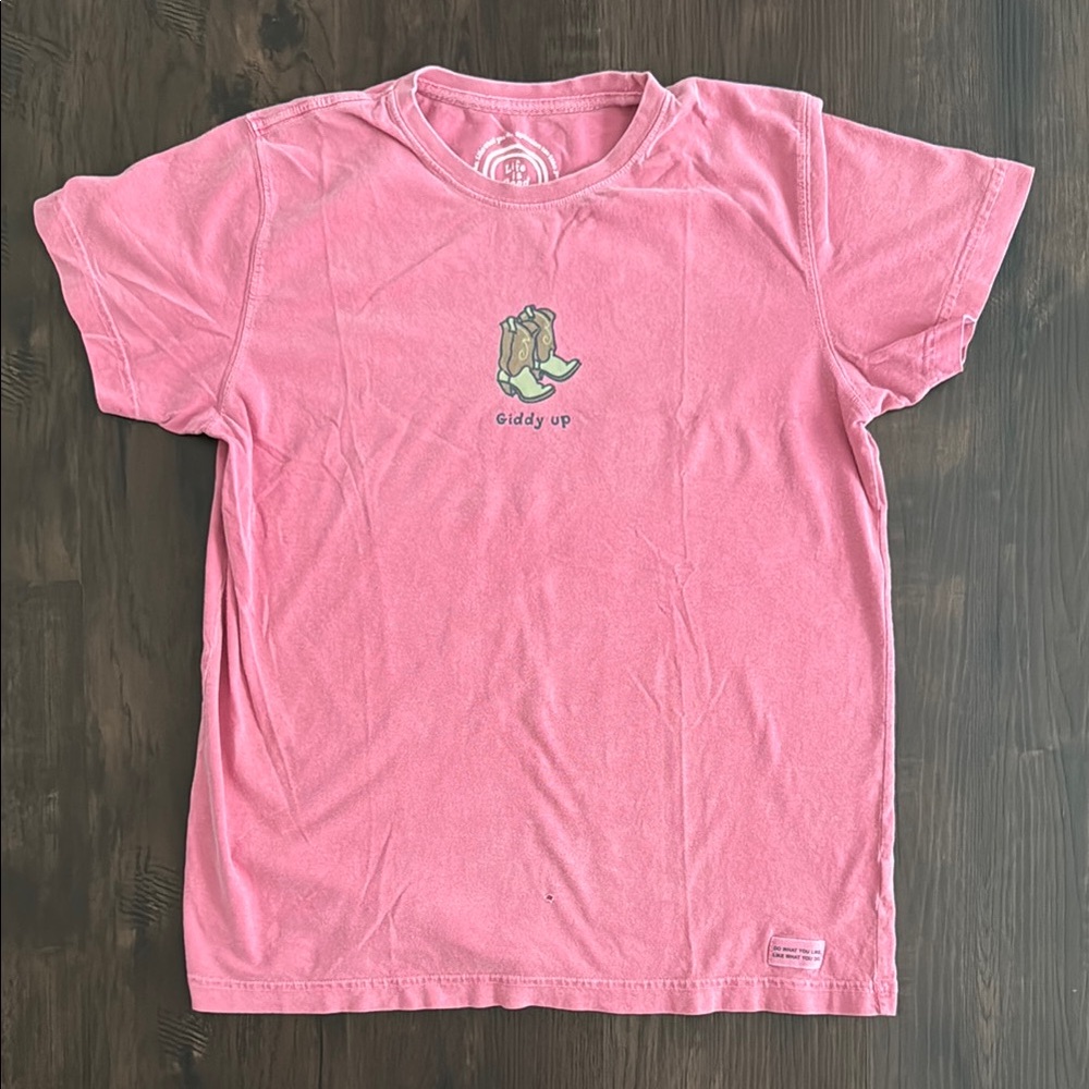 LIFE IS GOOD GRAPHIC TEE GIDDY UP COWBOY BOOTS MENS MEDIUM
